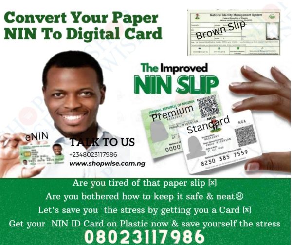 National ID Card(Enhanced Slip) Express ID Card Printing in Lagos Nigeria (Nationwide Delivery)